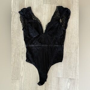 Elegant Black Lace Bodysuit